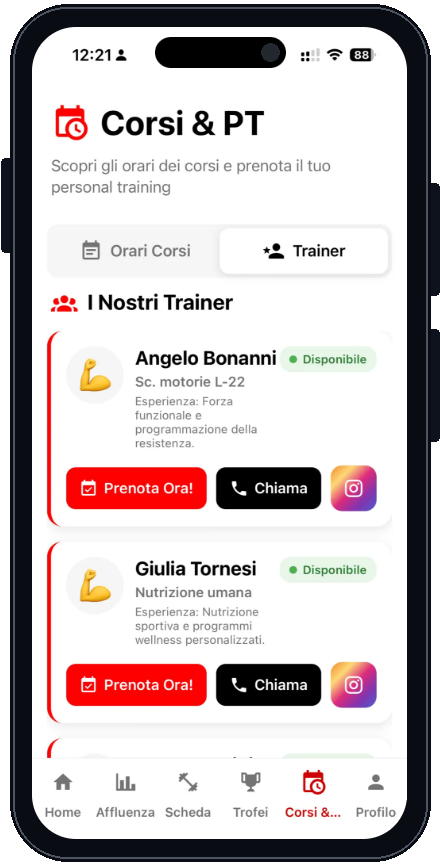 Den originale Praesidium-skærm med hold og bookinger i en iPhone-model